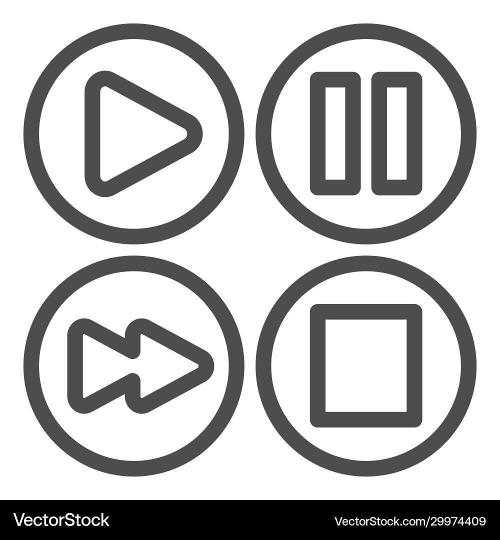 Audio or video player control buttons line icon Audio or video player control buttons line icon vector image