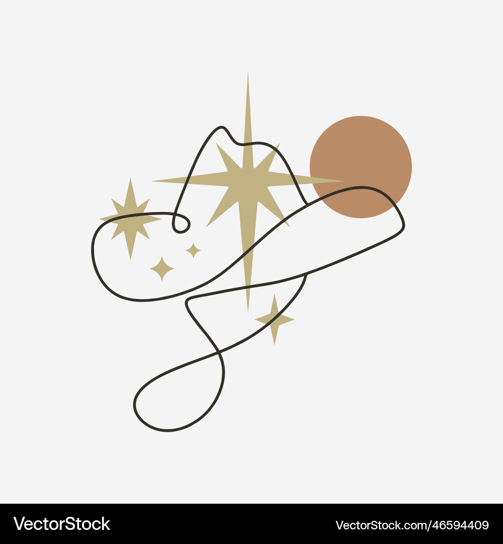 Boho vintage minimalist hippie groovy line art Vector Image