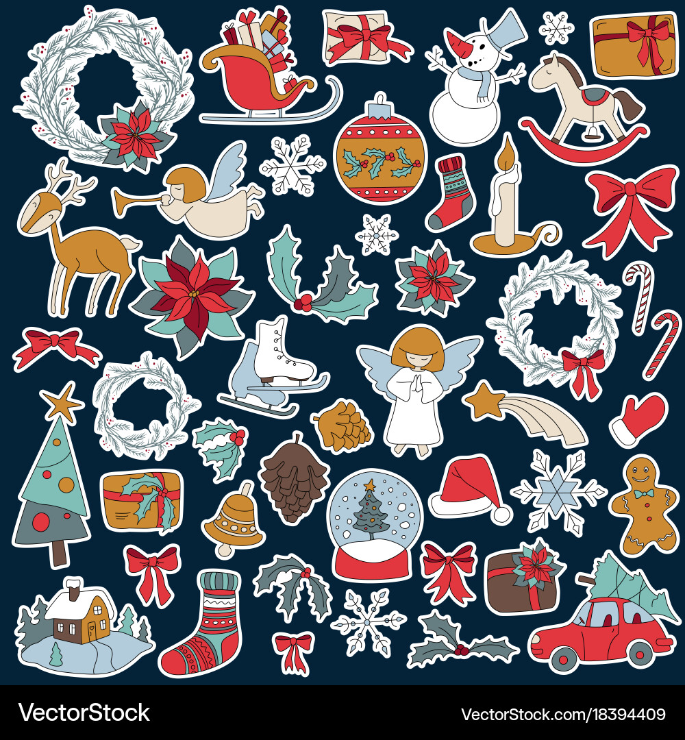 Christmas set icon elements can be used for advent Vector Image