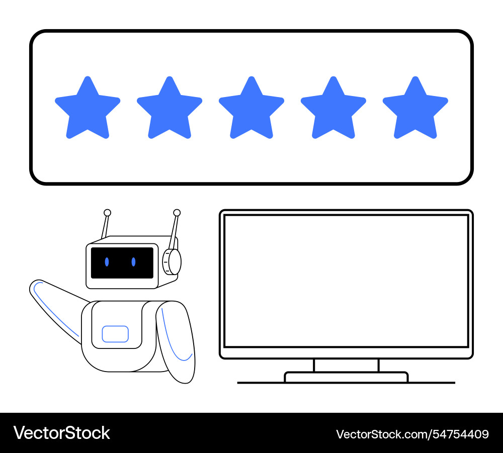 Customer satisfaction concept with robot assistant Customer satisfaction concept with robot assistant Vector Image