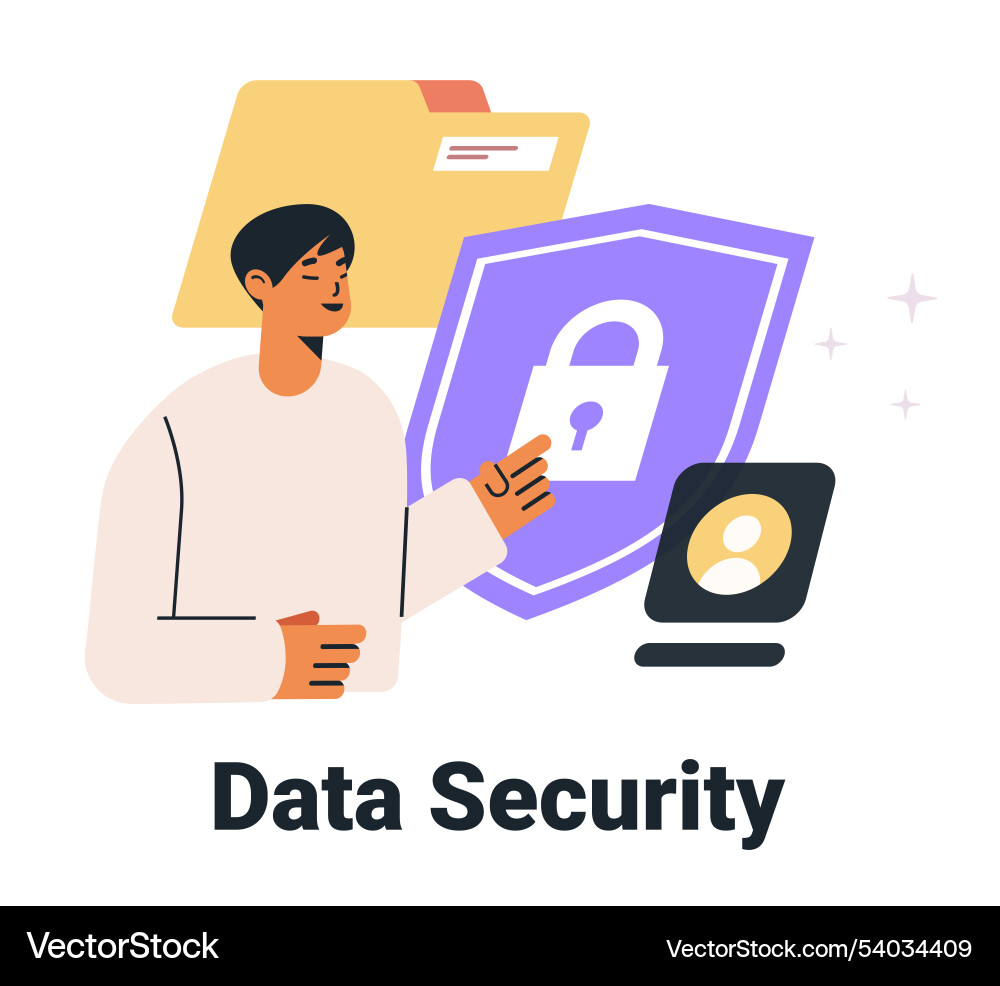 Data security concept with person pointing Data security concept with person pointing vector image