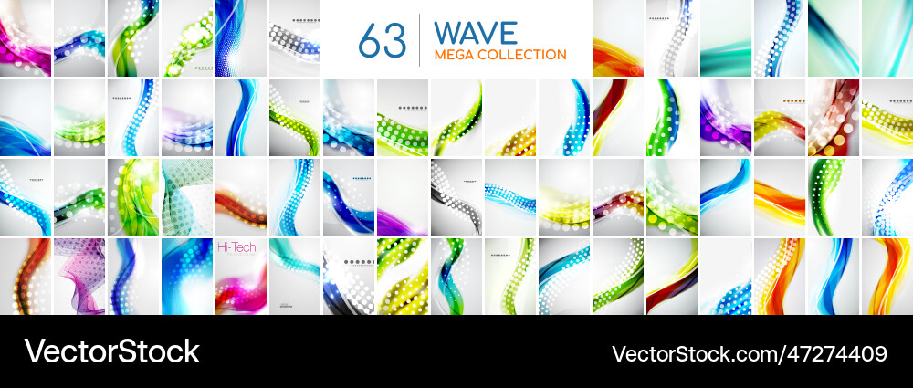 Huge mega collection of color wave patterns Vector Image