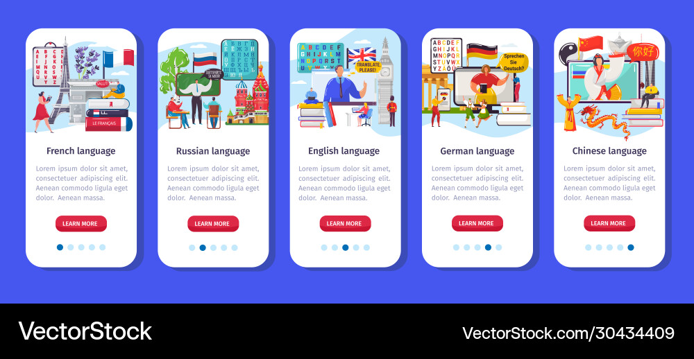 Language Learning App - Mobile Interface vector image