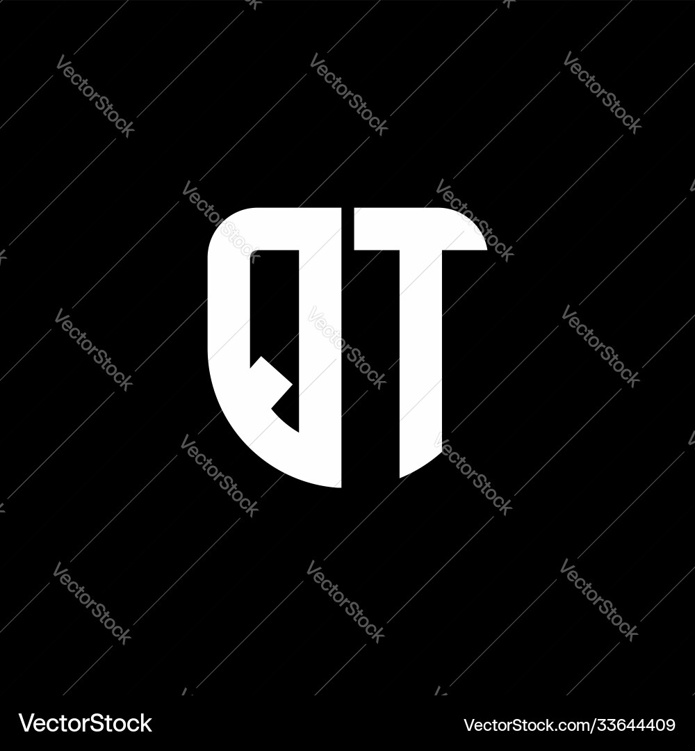 Qt logo monogram with circular shape shield Qt logo monogram with circular shape shield Vector Image
