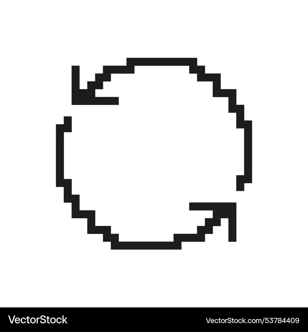 Refresh arrows icon in pixel art pixelated vector image