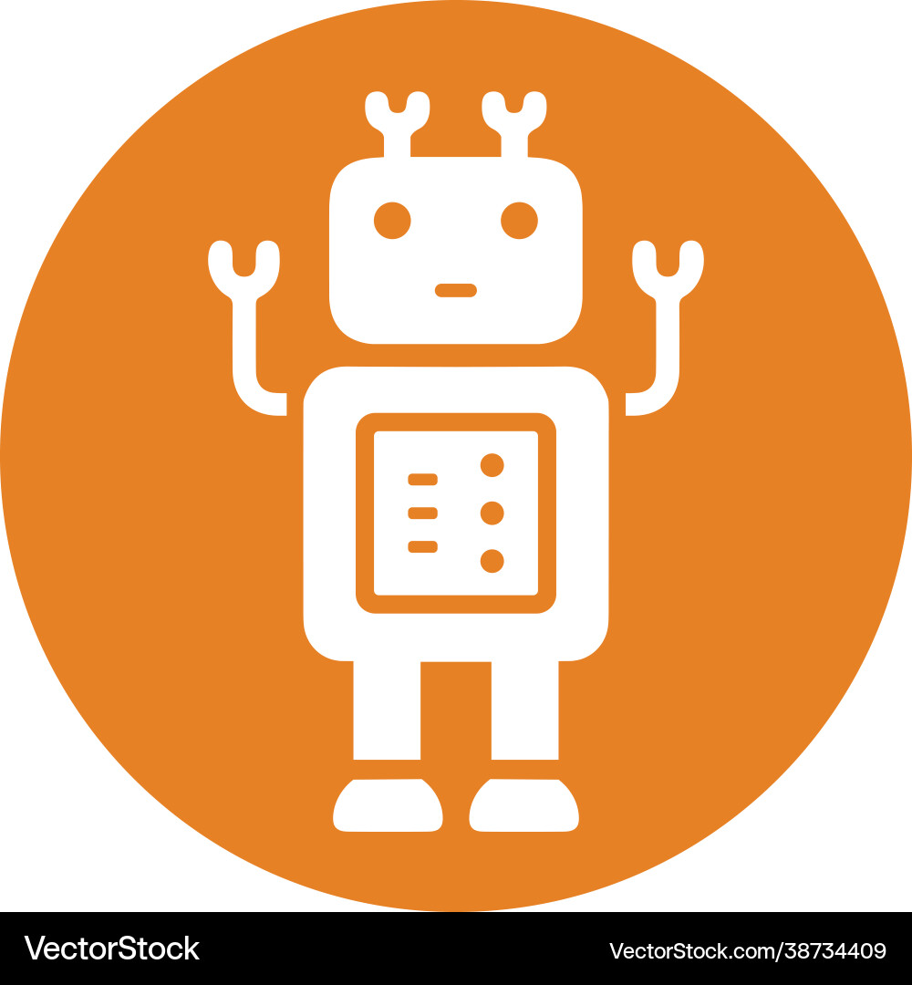 Robotics robot icon orange color eps Vector Image