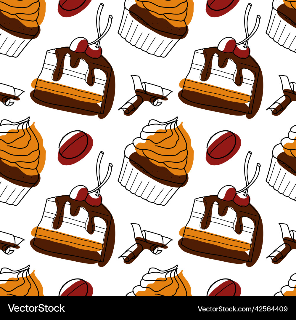 Seamless pattern with the image of chocolate Vector Image