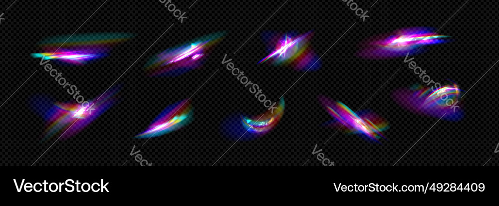 Set of diamond light refraction effects vector image