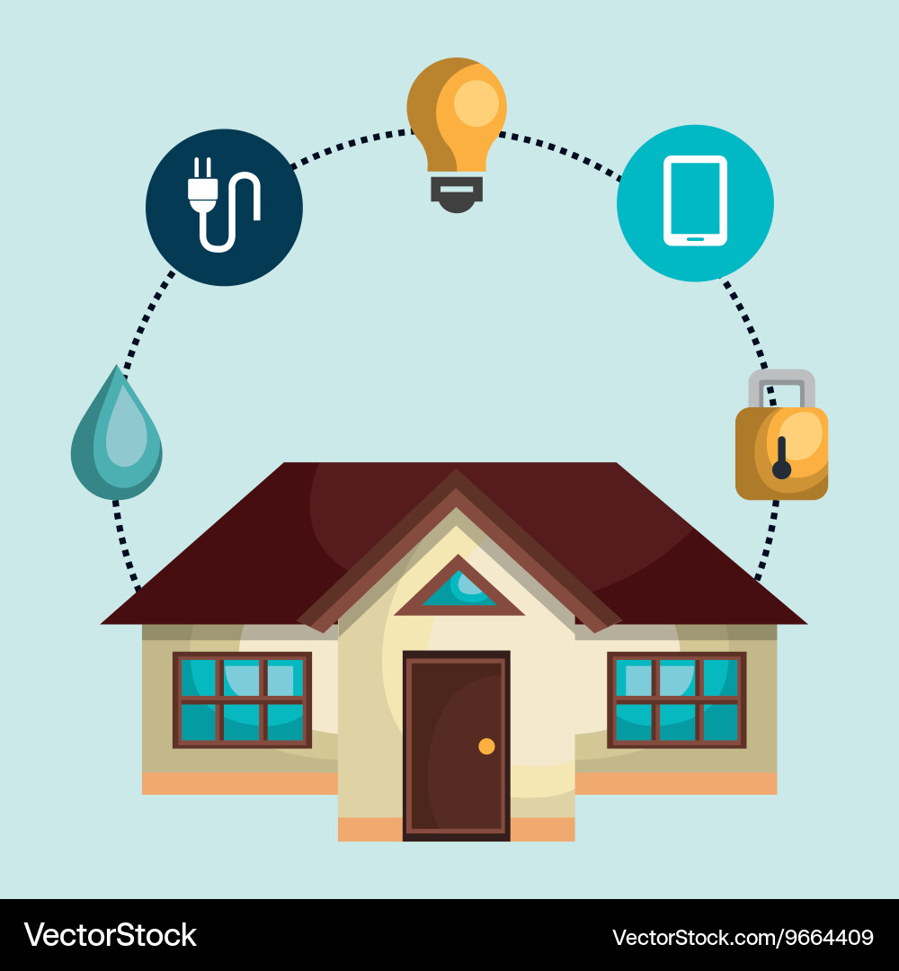 Smart home with menu settings isolated icon design Vector Image