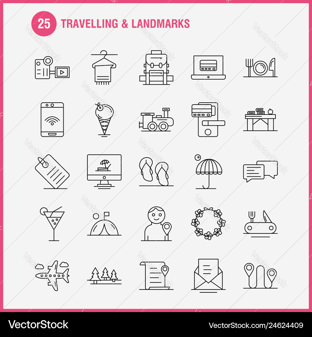 Travelling and landmarks line icon for web print Travelling and landmarks line icon for web print vector image