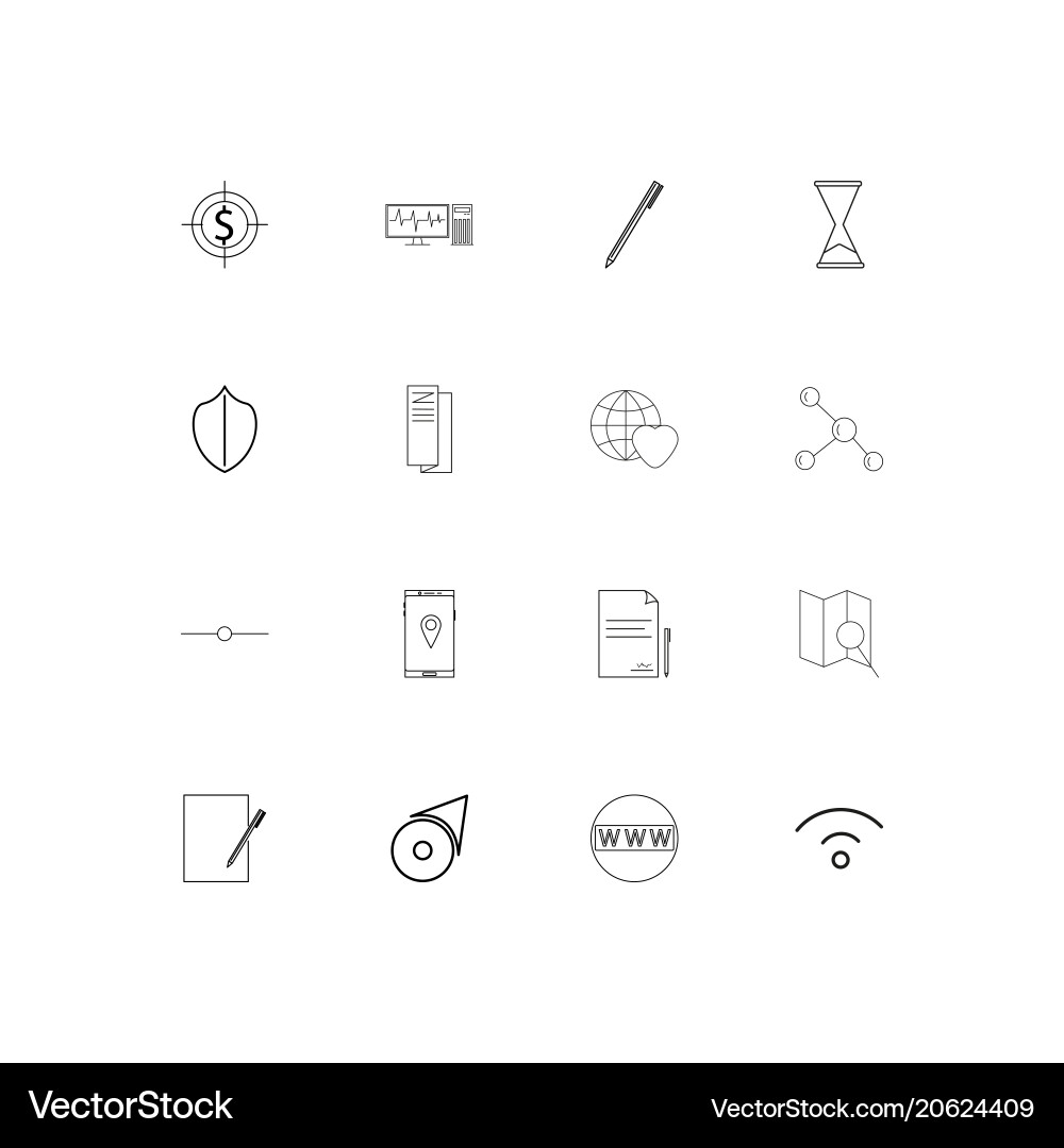 Web and text simple linear icons set outlined Vector Image