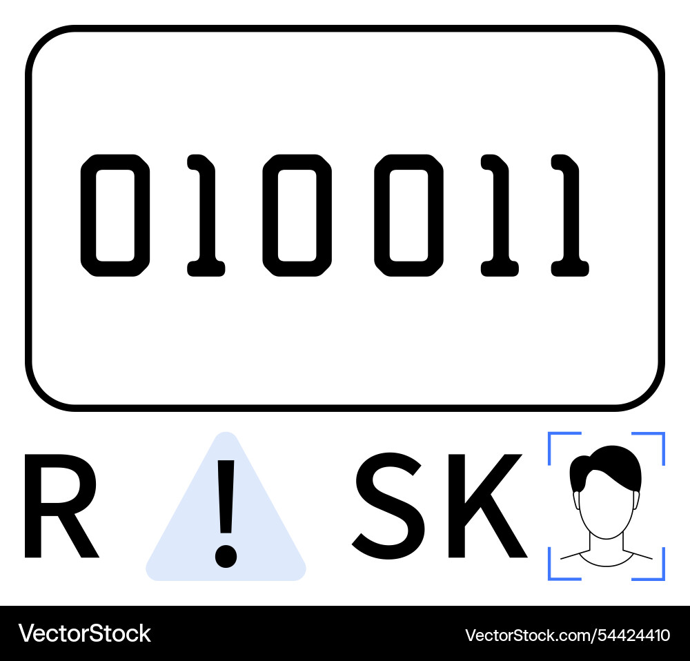 Binary code with risk warning sign and facial Binary code with risk warning sign and facial vector image