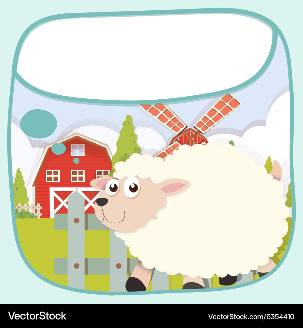 Border design with sheep on the farm Vector Image