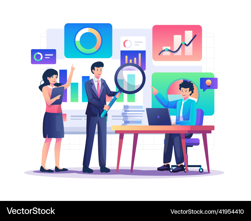 Business data analysis concept and monitoring Business data analysis concept and monitoring vector image