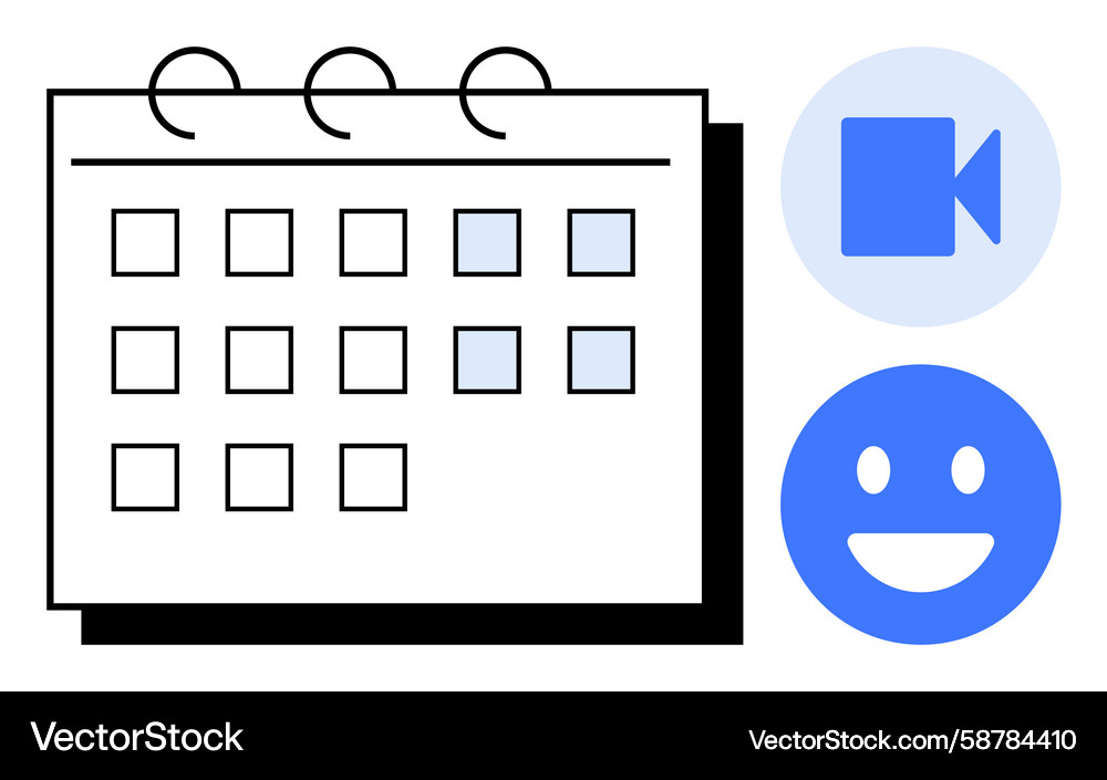 Calendar with highlighted dates video call icon Calendar with highlighted dates video call icon Vector Image