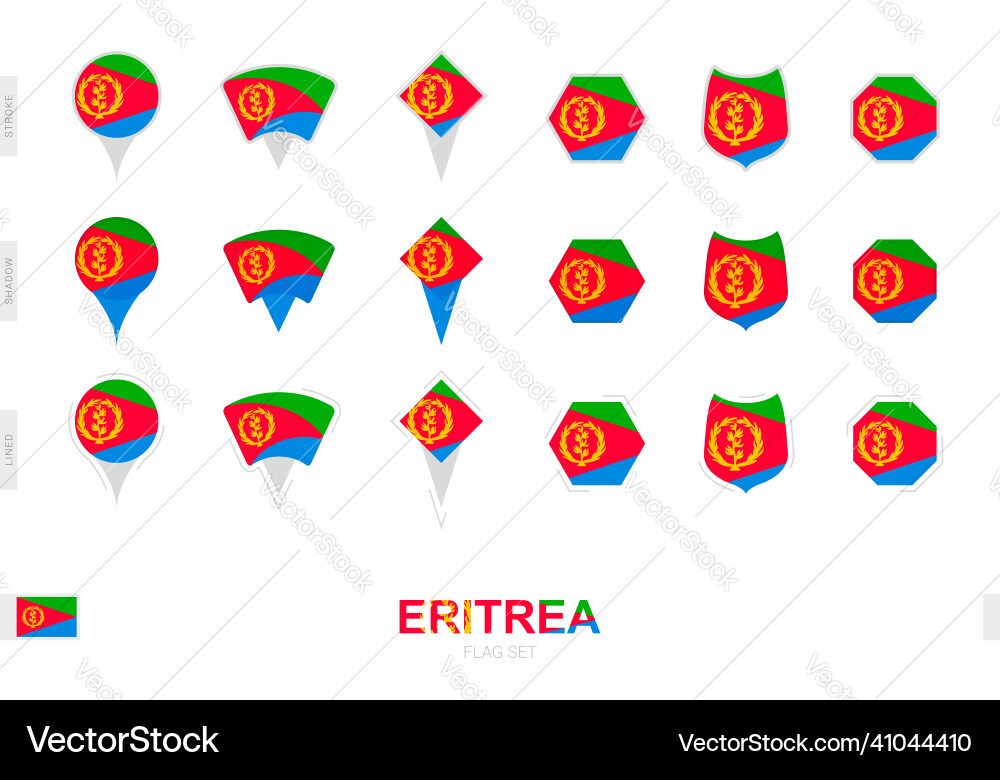 Collection of the eritrea flag in different vector image