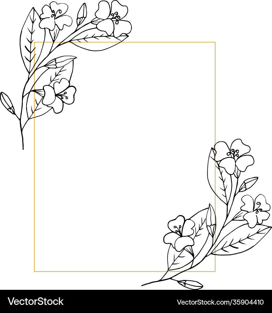 Flowers rectangular frame border card with place – Royalty-Free Vector |  VectorStock, image size:938x1080