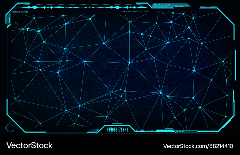 Futuristic ui hud big data network screen monitor Futuristic ui hud big data network screen monitor Vector Image
