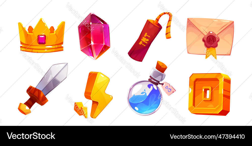 Game ui interface icon cartoon element set Game ui interface icon cartoon element set vector image