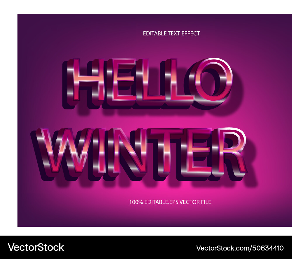 Hello winter editable text effect 3d emboss Vector Image