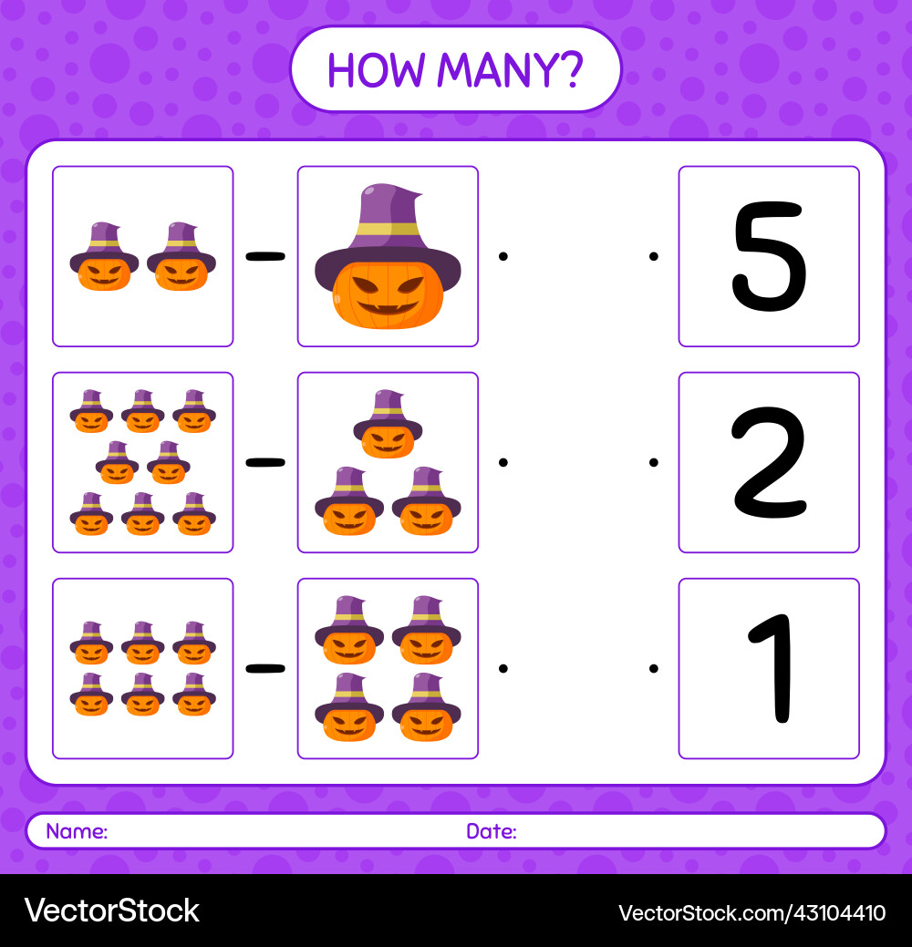 How many counting game with jack o lantern vector image