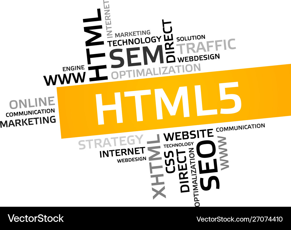 Html5 word cloud tag graphic Html5 word cloud tag graphic vector image