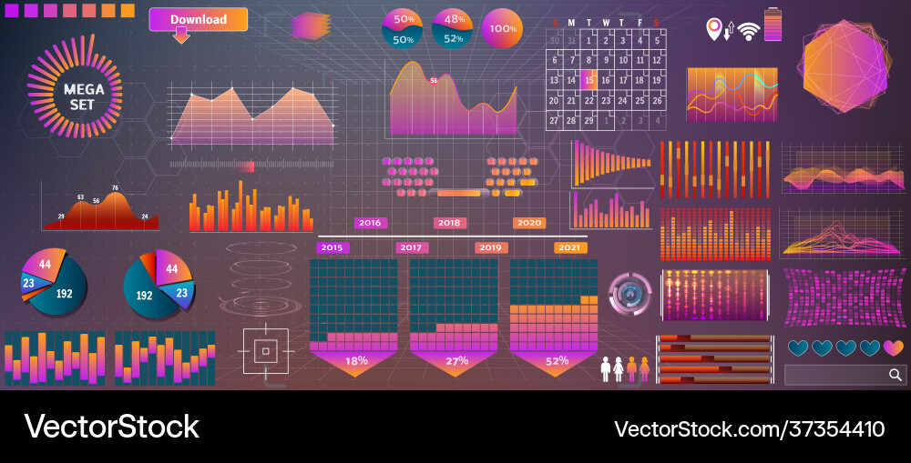 Hud big set elements for design and apps Vector Image