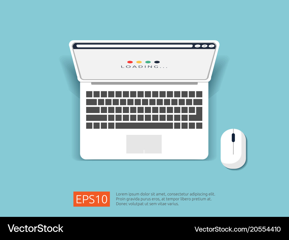 Loading page browser on top view laptop screen Vector Image