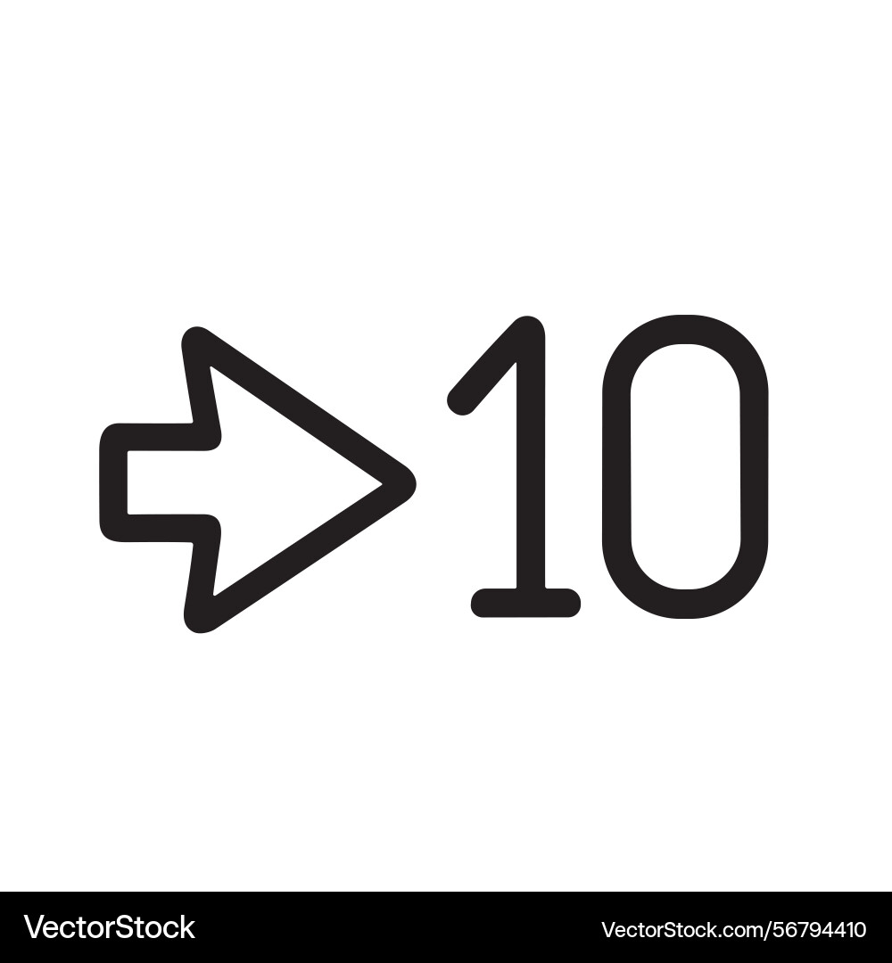 Minimalist line arrow ten number numeric sign vector image