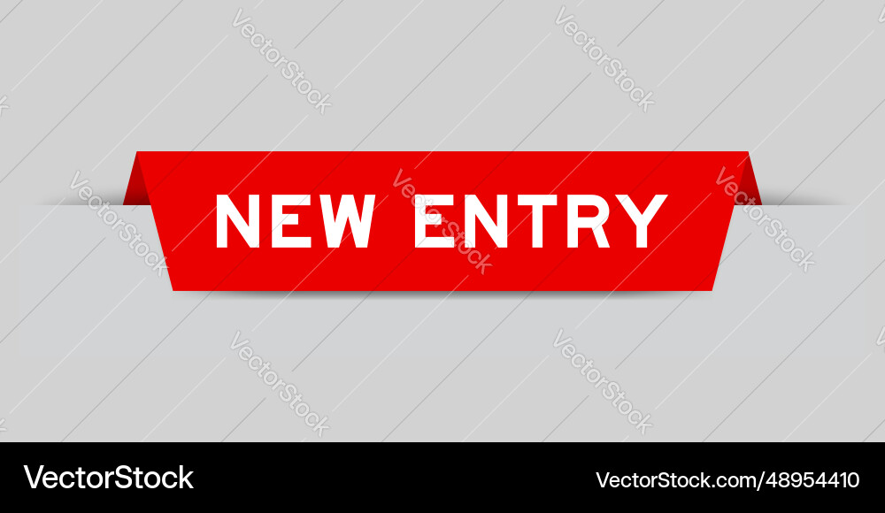 Red color inserted label with word new entry Vector Image