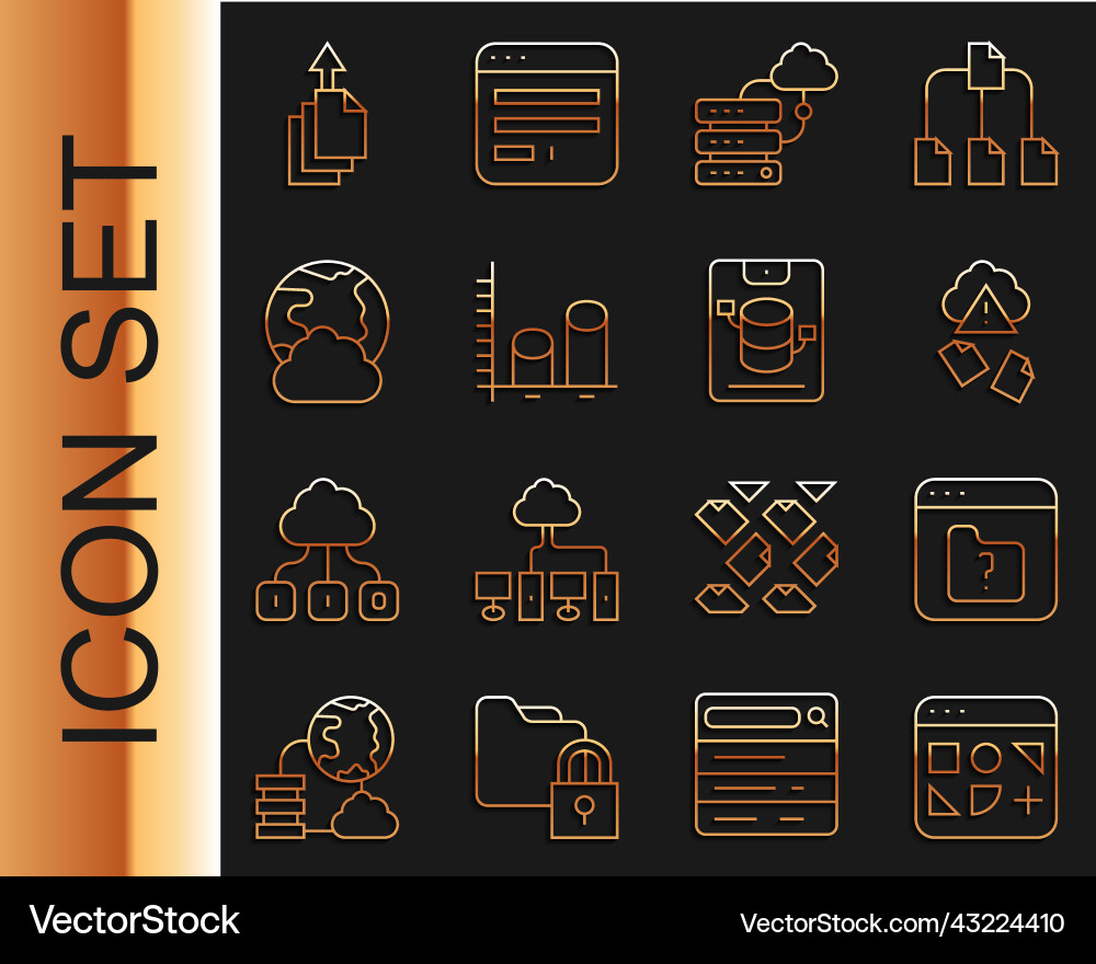 Set line different files file missing cloud Set line different files file missing cloud Vector Image