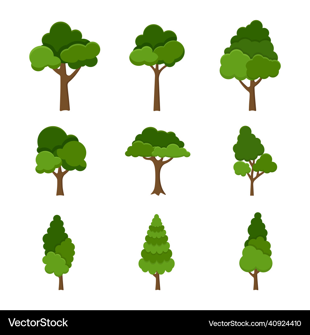 Set of trees object isolated on white background Set of trees object isolated on white background Vector Image