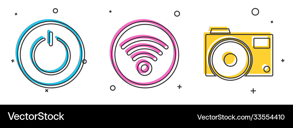 Set power button wi-fi wireless internet network Set power button wi-fi wireless internet network vector image