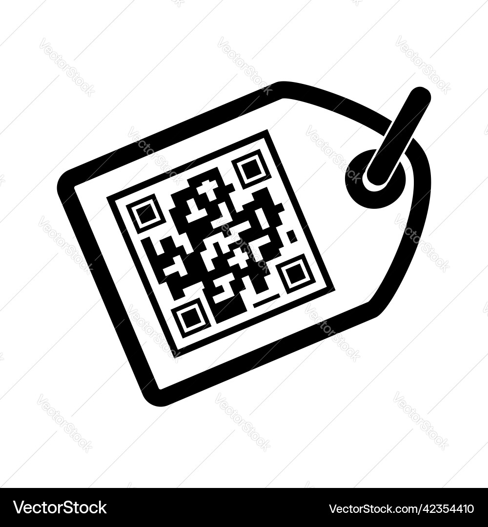 Simple rectangle tag with fake qr code at white Vector Image