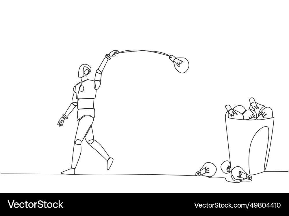 Single continuous line drawing robot walking Single continuous line drawing robot walking vector image