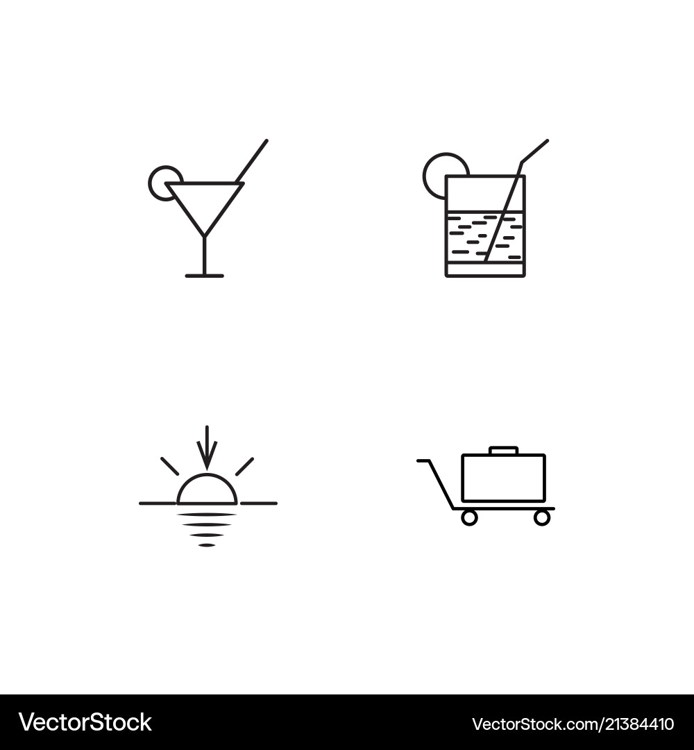 Summer linear icons set simple outline Vector Image
