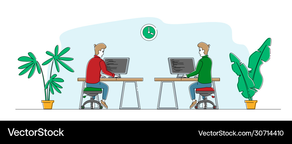 Technical application software development work vector image