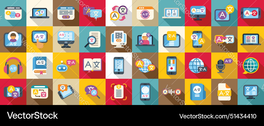 Translator app icons set a collection Translator app icons set a collection Vector Image