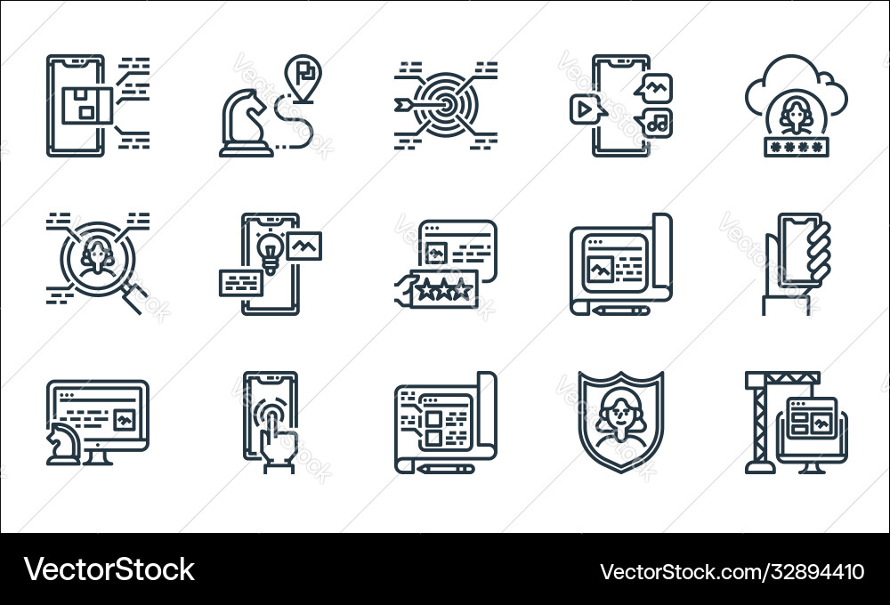 User experience line icons linear set quality User experience line icons linear set quality vector image