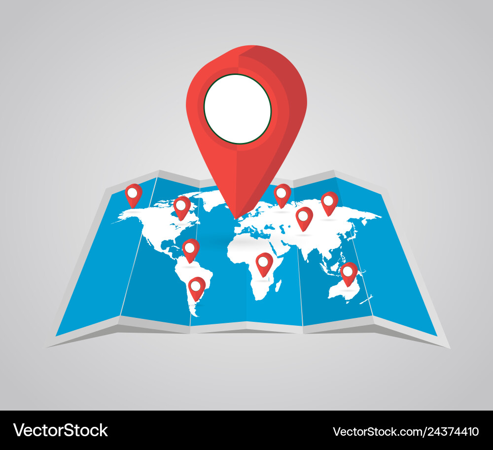 World map with pointer on white background World map with pointer on white background vector image