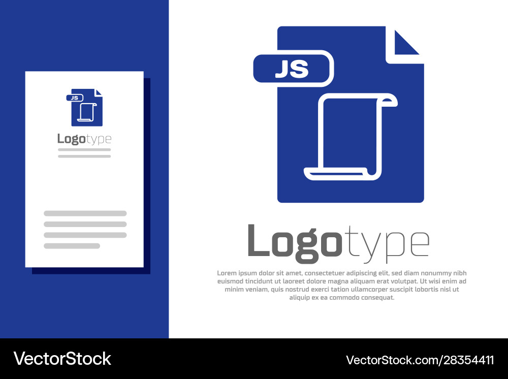Blue js file document download button icon vector image