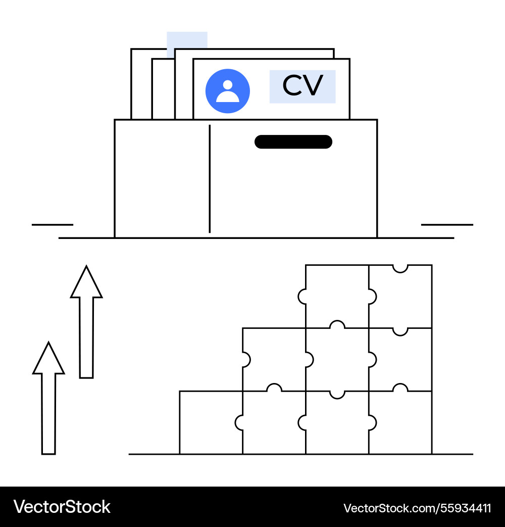 Candidate cv folder with stacked puzzle blocks vector image