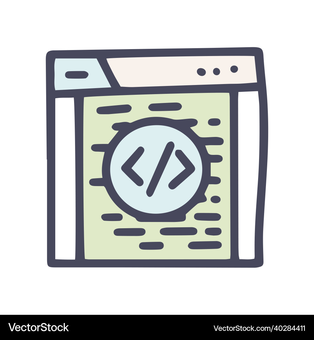 Coding color doodle simple icon design vector image