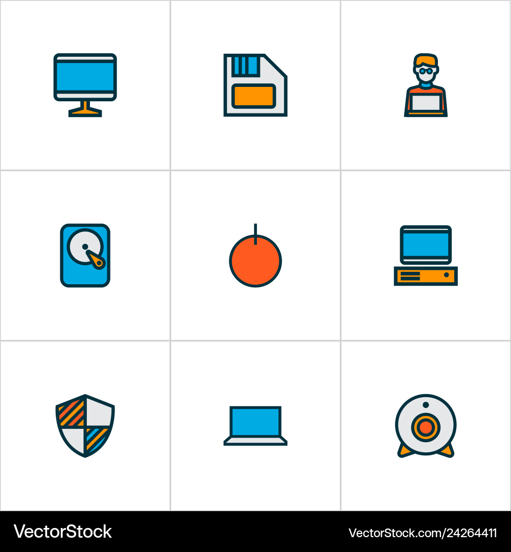 Computer icons colored line set with Computer icons colored line set with vector image
