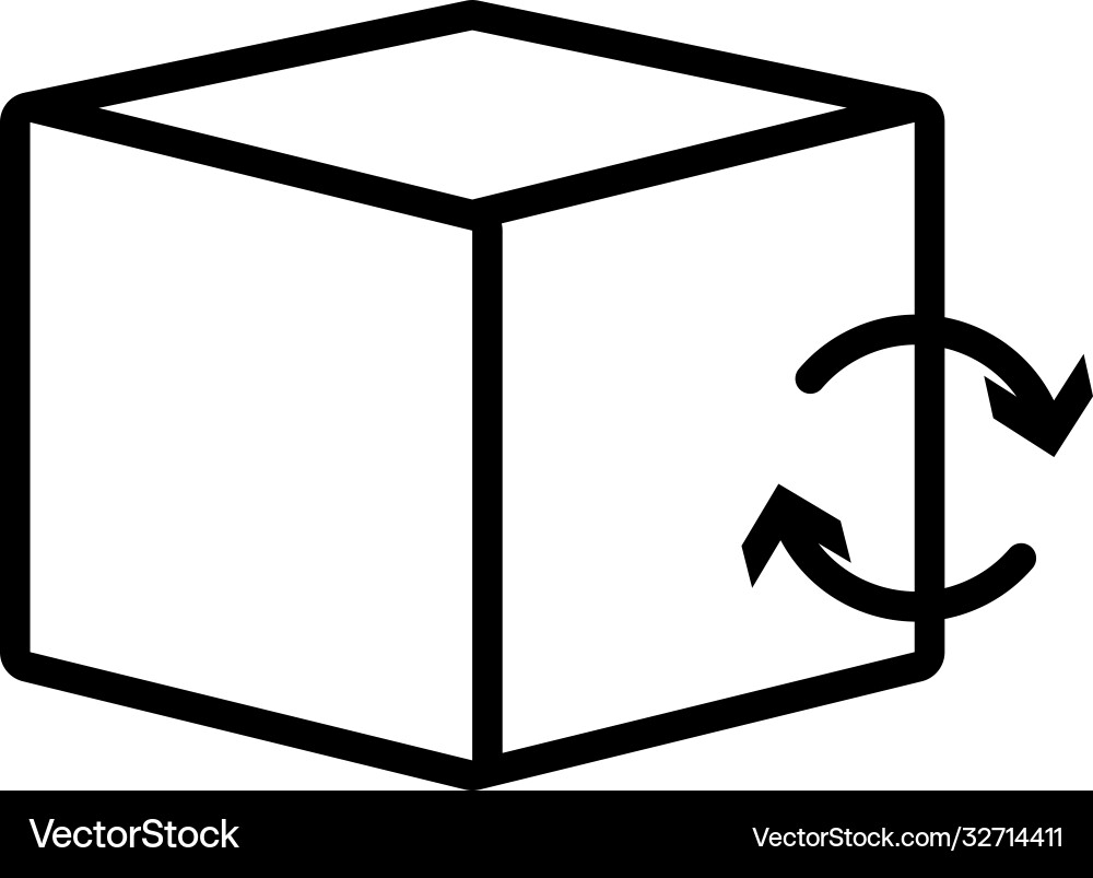 Cube with sync arrows icon line style Cube with sync arrows icon line style vector image