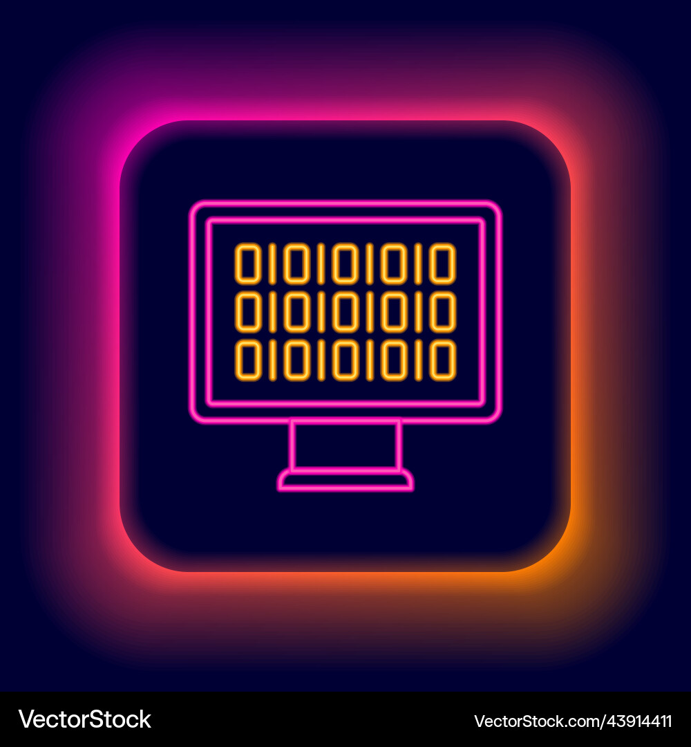 Glowing neon line binary code icon isolated Glowing neon line binary code icon isolated vector image
