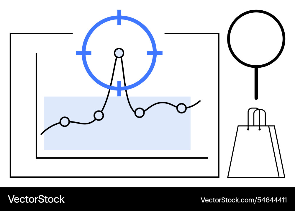 Graph with data points and target on screen Graph with data points and target on screen vector image