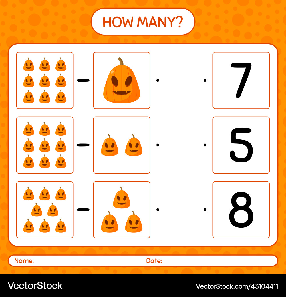 How many counting game with jack o lantern vector image