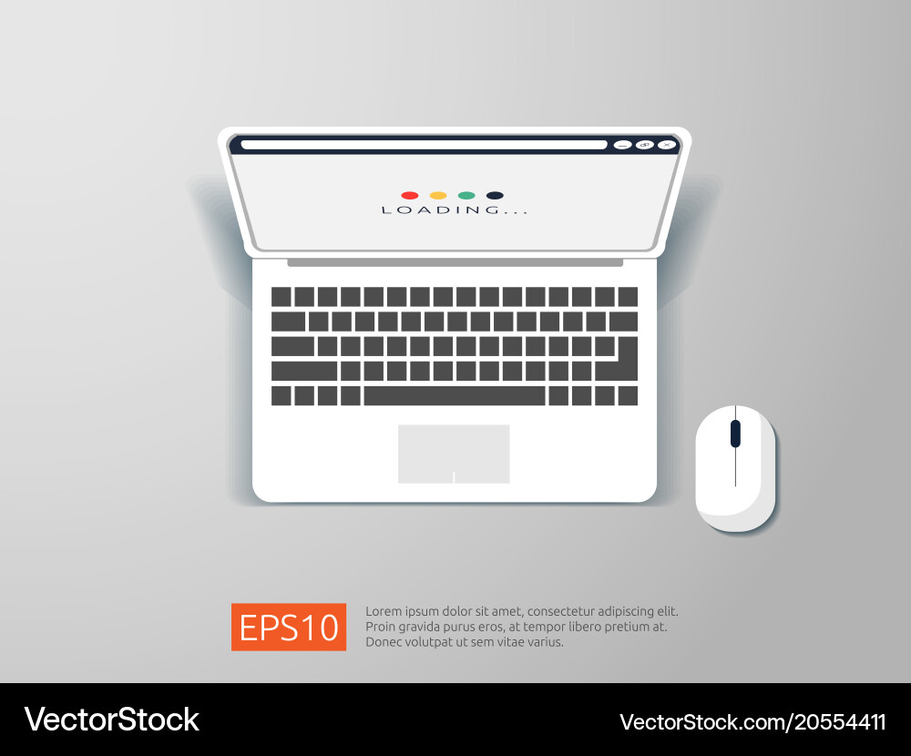 Loading page browser on top view laptop screen vector image