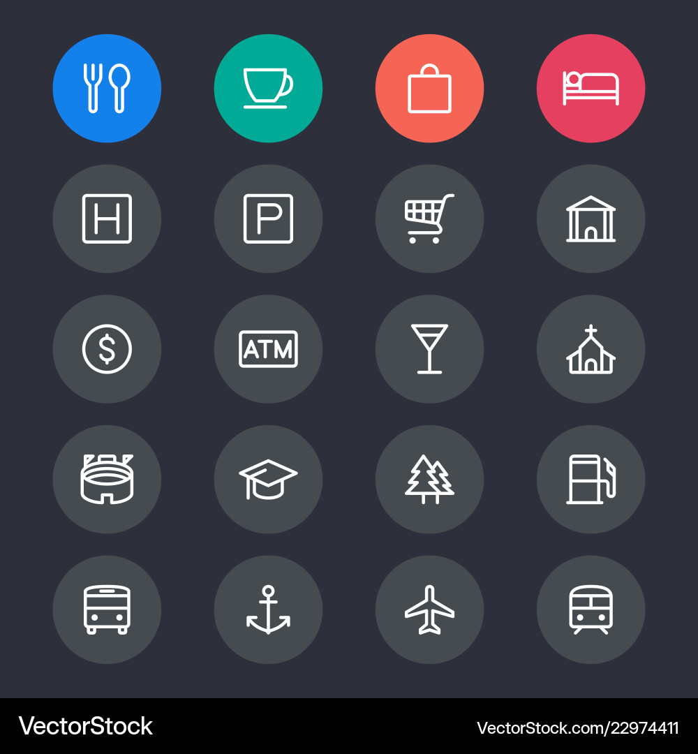 Map and location line icons Map and location line icons vector image
